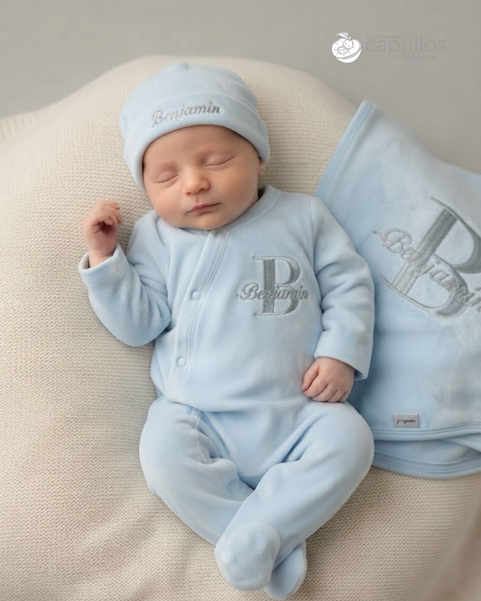Set de Bienvenida Personalizado Capullos Azul
