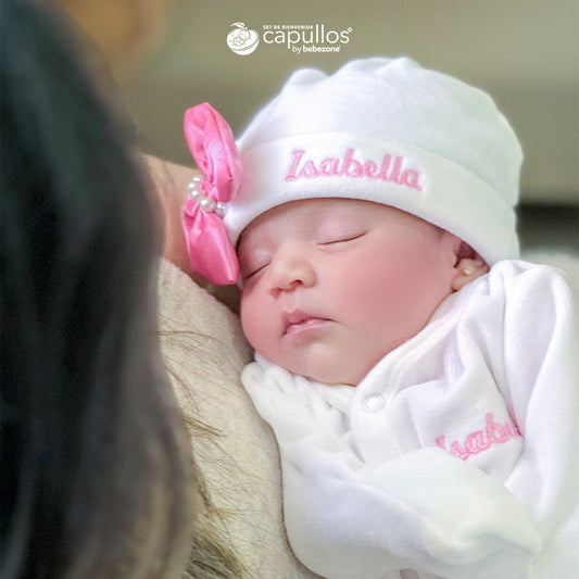 Set de Bienvenida Personalizado Capullos Blanco de Niña