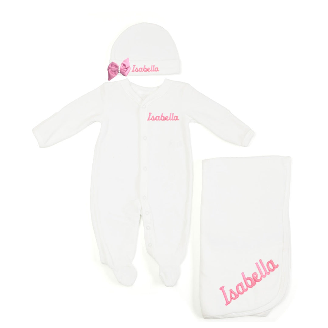 Set de Bienvenida Personalizado Capullos Blanco de Niña