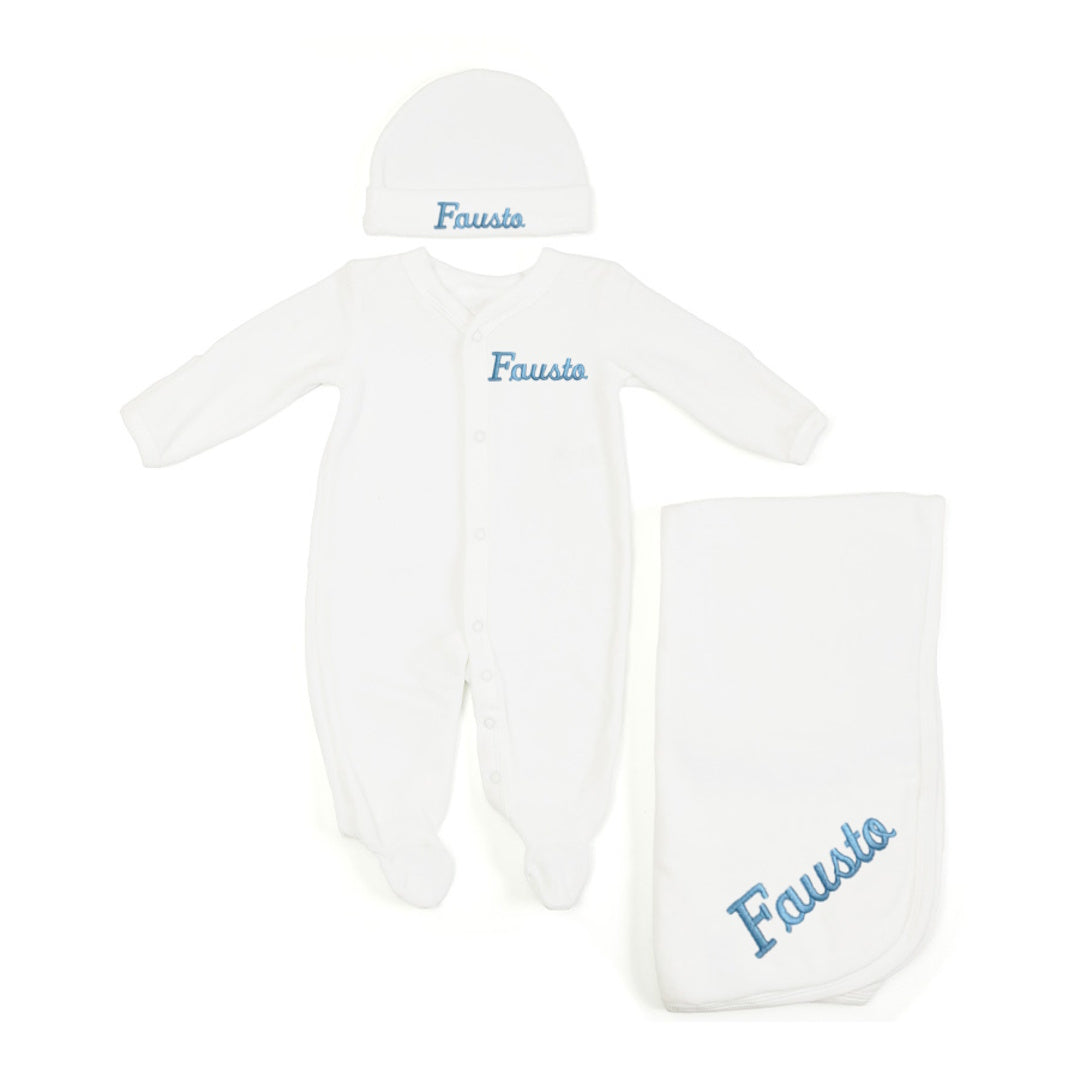 Set de Bienvenida Personalizado Capullos Blanco de Niño